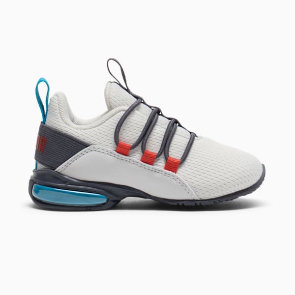 Tenis para infantes Axelion Mesh, Feather Gray-Galactic Gray-Red Fire, extralarge